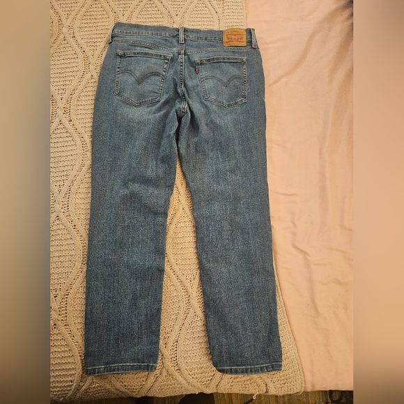 Levi's Womens Boyfriend Jeans 30 Tapered Mid Rise Distressed Stretch Blue - Picture 6 of 6